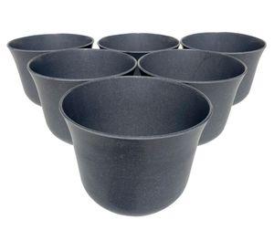Set 6 maceteros Bio Curvo gris 13x16.5x16.5 cm