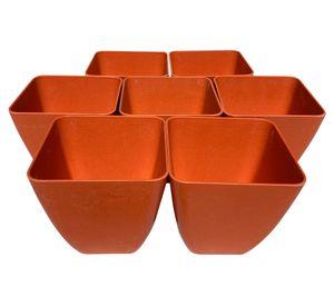 Set 7 maceteros Bio Cuadrado naranjo 12.4x13.3x13.3 cm