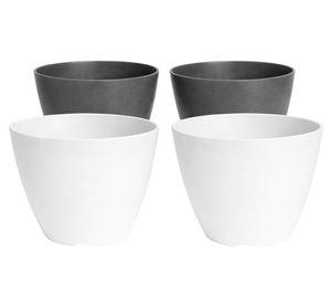 Set 4 maceteros Bio Bamboo Actual gris/blanco 18x24 cm