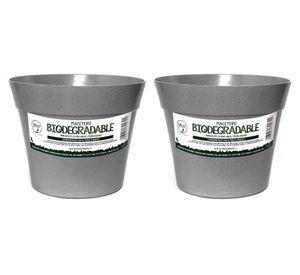 Set 2 maceteros Bio Bamboo Clásico gris 17x25 cm