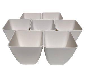 Set 7 maceteros Bio Cuadrado blanco 12.4x13.3x13.3 cm