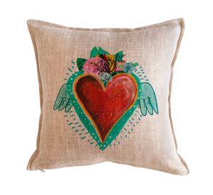 Cojín 45x45 cm Corazón alas Frida arena