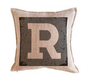 Cojín 45x45 cm Letra fondo gris R arena