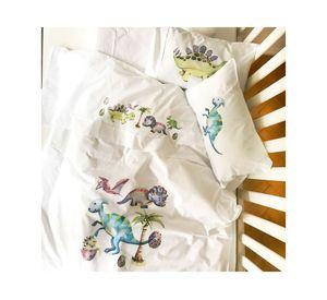 Juego de sábanas cuna 200 hilos Dino blanco