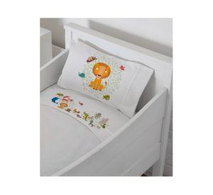 Juego sábanas cuna pack y play 200 hilos Zoo blanco