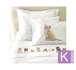 Sábanas king 200 Hilos Cats lovers blanco