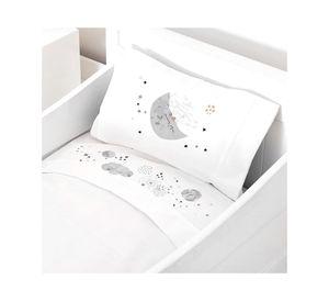Juego de sábanas cuna 200 hilos Luna blanco