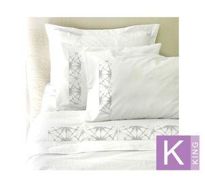 Juego de sábanas king 200H Shibori blanco