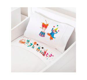 Juego de sábanas cuna 200 hilos Circo blanco