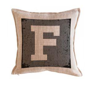 Cojín 45x45 cm Letra fondo gris F arena