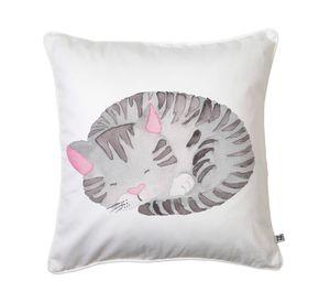 Cojín 45x45 cm Gato acuarela blanco