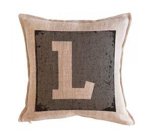 Cojín 45x45 cm Letra fondo gris L arena