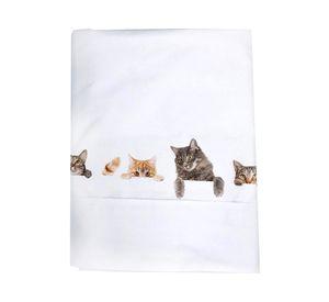 Juego de sábanas 2 plazas 200 hilos Cats lovers blanco