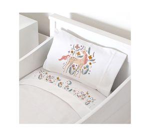 Juego de sábanas cuna 200 hilos Unicornio blanco