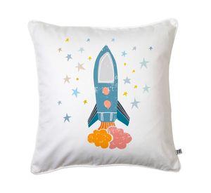 Cojín 45x45 cm Espacial cohete blanco