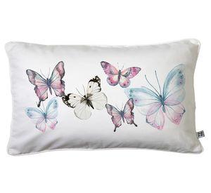 Cojín 50x30 cm Mariposas rosadas blanco