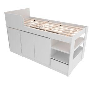 Cama multifuncional 1 plaza + escritorio blanco