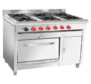 Cocina 6 platos acero inoxidable + calienta platos gas licuado