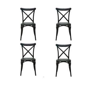 Silla diseño retro negra 4 unidades