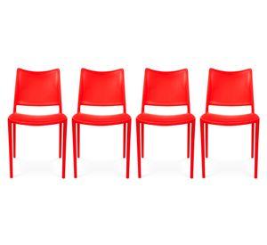 Pack 4 sillas plástico Todi rojo