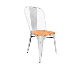 Pack 4 Sillas acero/madera Tolix blanca 44x44x83 cm