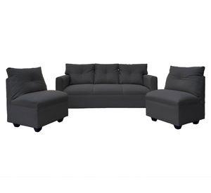 Juego de living 5 cuerpos Mateo chenille PP grafito