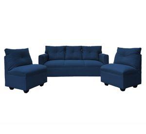 Juego de living 5 cuerpos Mateo chenille PP azul
