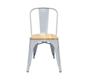 Pack 4 Sillas acero/madera Tolix plateada 44x44x83 cm