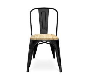 Pack 4 sillas asiento madera Tolix negro