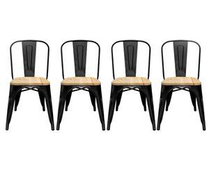 Pack 4 Sillas acero/madera Tolix negra 44x44x83 cm