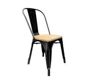 Pack 4 Sillas acero/madera Tolix negra 44x44x83 cm