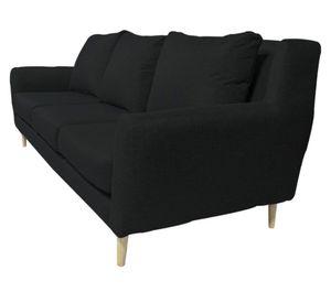 Sofá 3 cuerpos Lenora chenille negro