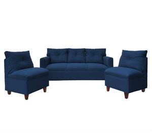 Juego de living 5 cuerpos Mateo chenille PM azul