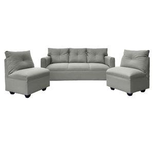 Juego de living 5 cuerpos Mateo chenille PP gris