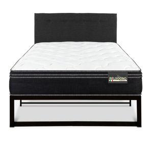Cama metálica Iron Smart Belsogno Premium 1.5 plazas + respaldo black