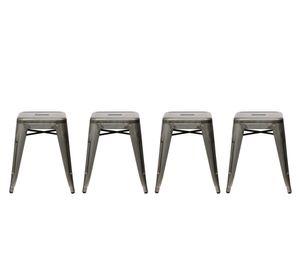 Pack 4 pisos metal Tolix plateado