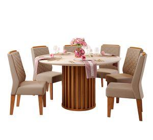 Juego de comedor 136 cm viena lidia 6 sillas café/beige