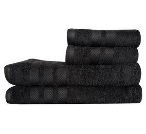 Set 2 toallas mano 45x70 cm + 2 toallas baño 70x130 cm negro