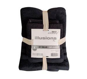 Set 2 toallas mano 45x70 cm + 2 toallas baño 70x130 cm negro