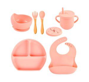 Set alimentación silicona rosado 6 piezas