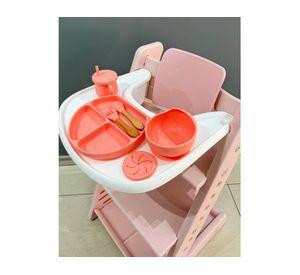 Set alimentación silicona rosado 6 piezas