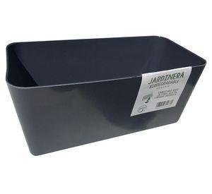 Jardinera con plato bio grafito 16x34x15 cm