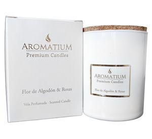 Vela Premium Candles flor de algodón y rosas 140 g