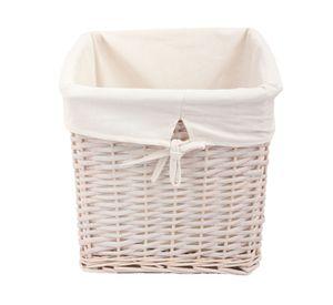 Canasto tela interior/mimbre blanco 30x30x30 cm