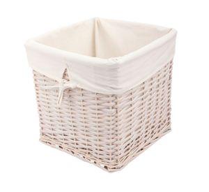 Canasto tela interior/mimbre blanco 30x30x30 cm