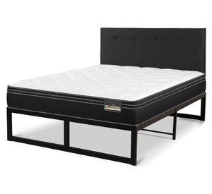 Cama metálica Iron Smart Belsogno Premium 2 plazas + respaldo black