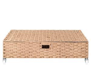 Caja rígida modular con ruedas Tejido natural 21x90x40 cm