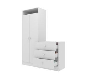 Clóset 2 puertas + Cómoda 3 cajones Pimpolho blanco