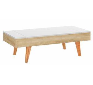 Mesa de centro con almacenamiento natural/blanco