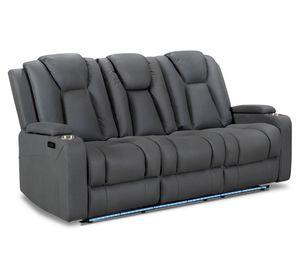 Sofá reclinable Full Granada poliéster gris 3 cuerpos
